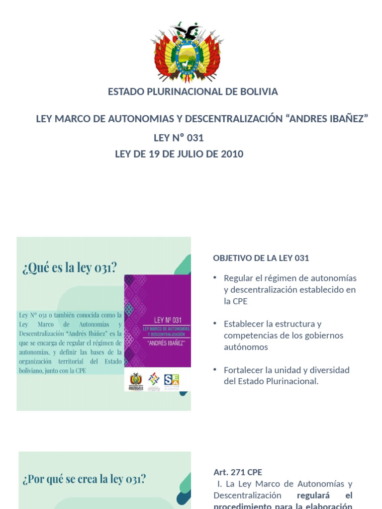 Ley 031 | PDF | Gobierno | Gobernancia