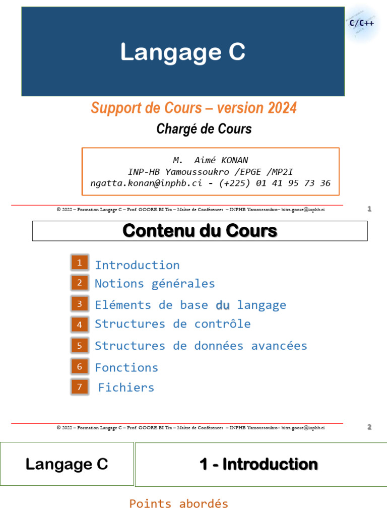 Introduction au Langage C et ses Concepts | PDF | C (Langage de ...