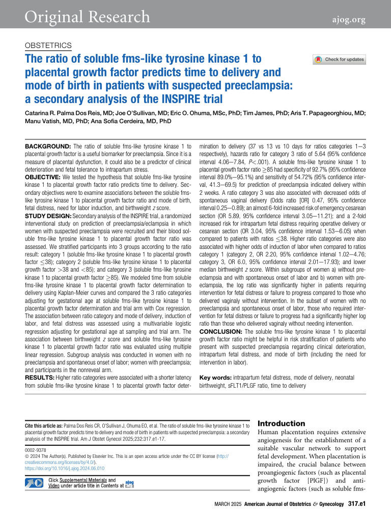 The Ratio of Soluble Fms Like Tyrosine Kinase 1 To | PDF