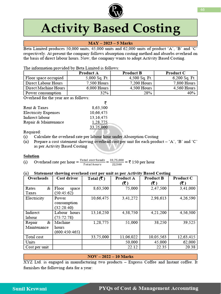Activity Based Costing Analysis Guide | PDF | Gross Margin | Cost