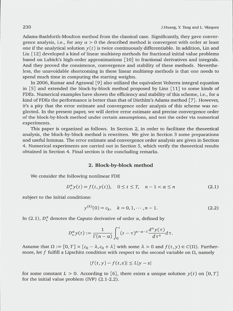 Convergence Analysis of a Block-By-block Method for Fractional ...