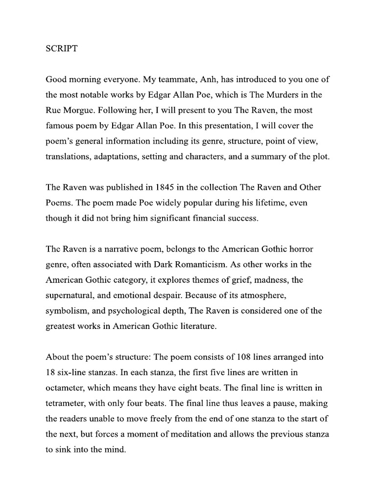 Script The Raven | PDF