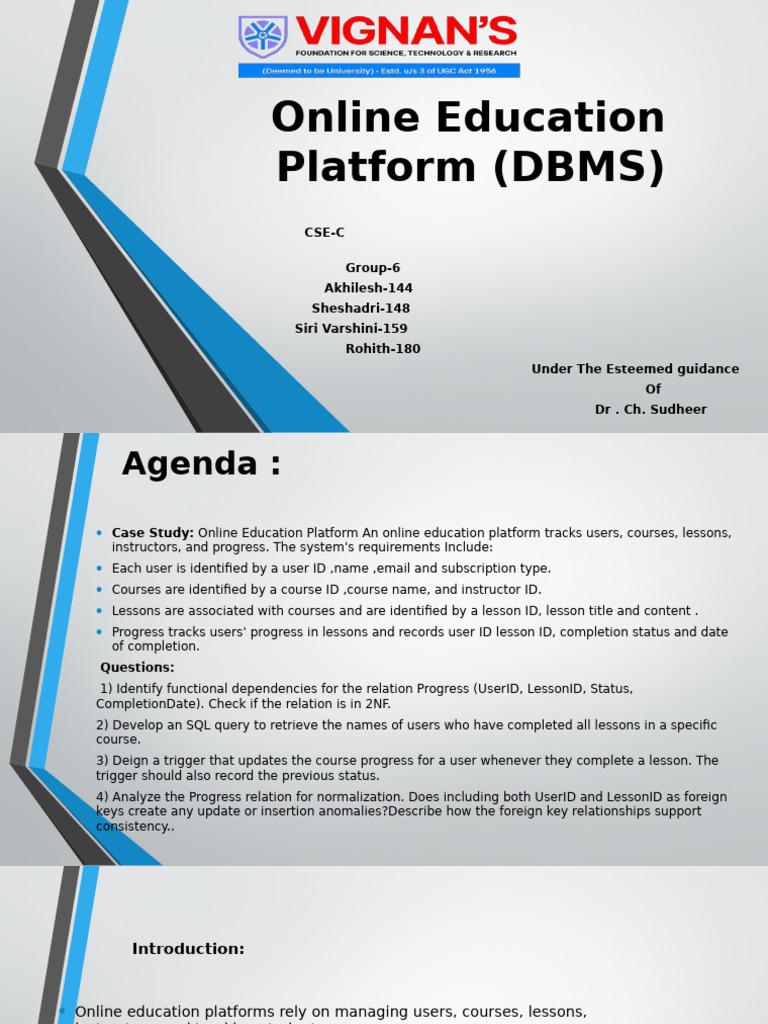 Online Education DBMS: Progress Management | PDF | Data Management ...