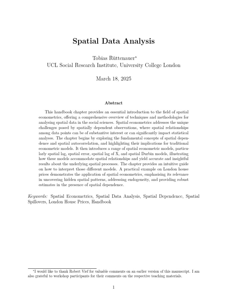 Introduction to Spatial Econometrics | PDF | Spatial Analysis ...