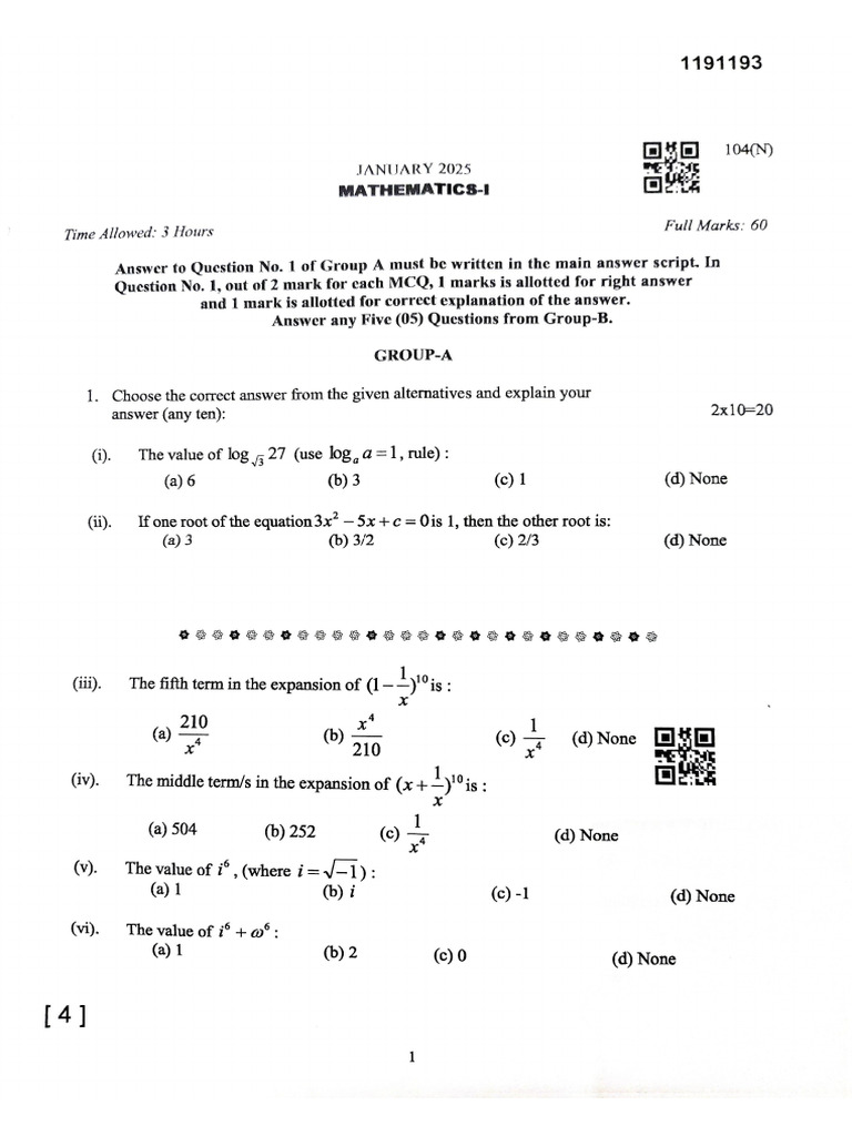 1st Sem Math | PDF