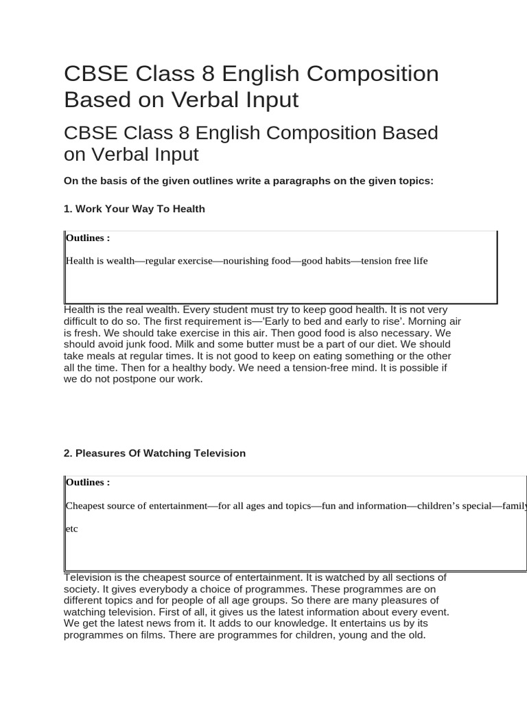 CBSE Class 8 English Composition Guide | PDF | Pollution