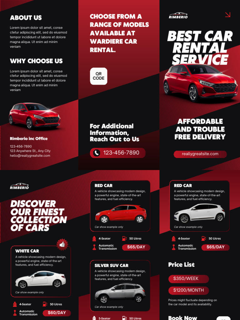 Red and Black Modern Car Rental Company Brochure | PDF | Land Vehicles ...