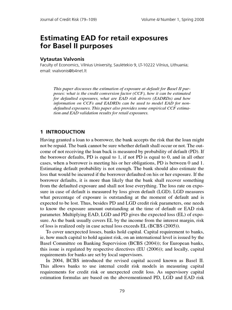 Estimating EAD for retail exposures | PDF | Financial Services