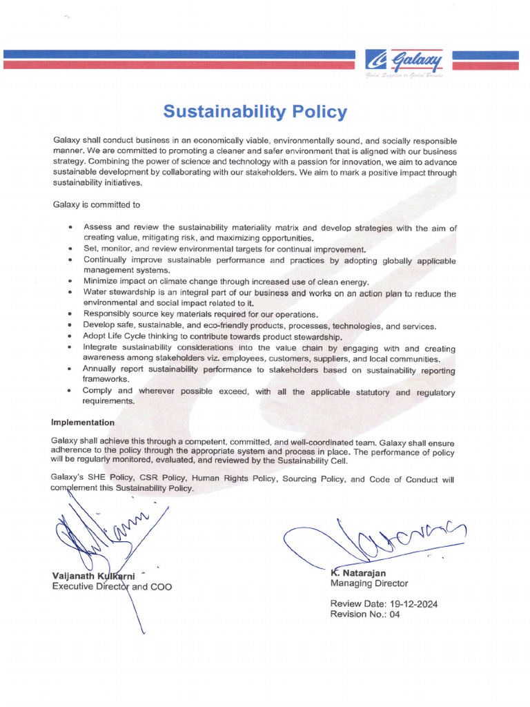 Sustainability Policy | PDF