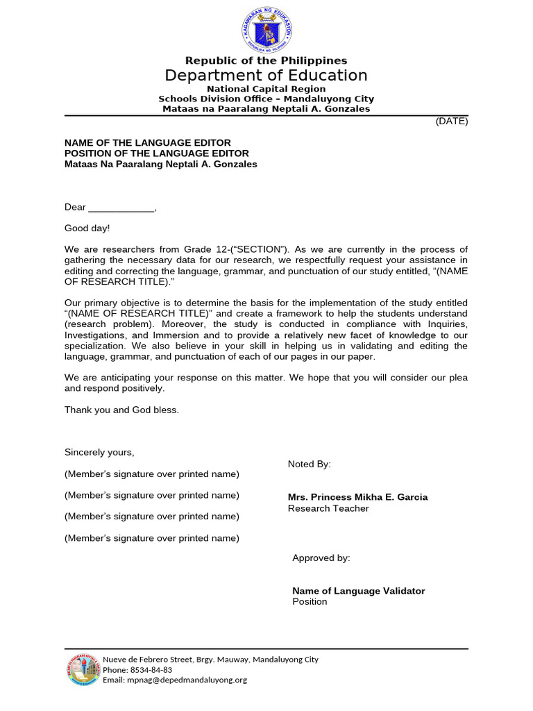 Research Language Editing Request | PDF