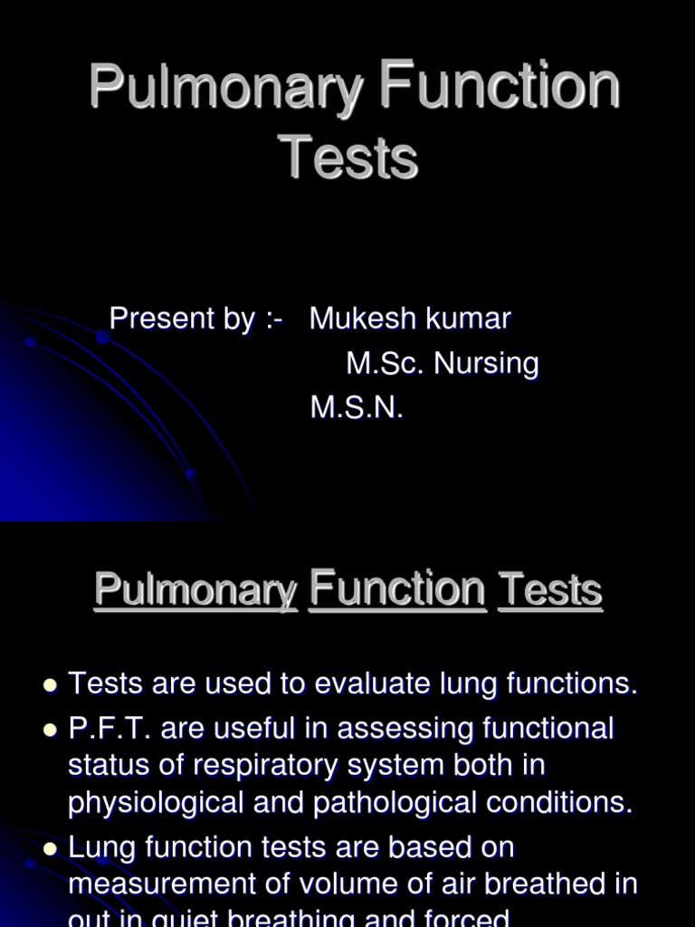 Overview of Pulmonary Function Tests | PDF | Exhalation | Respiratory ...
