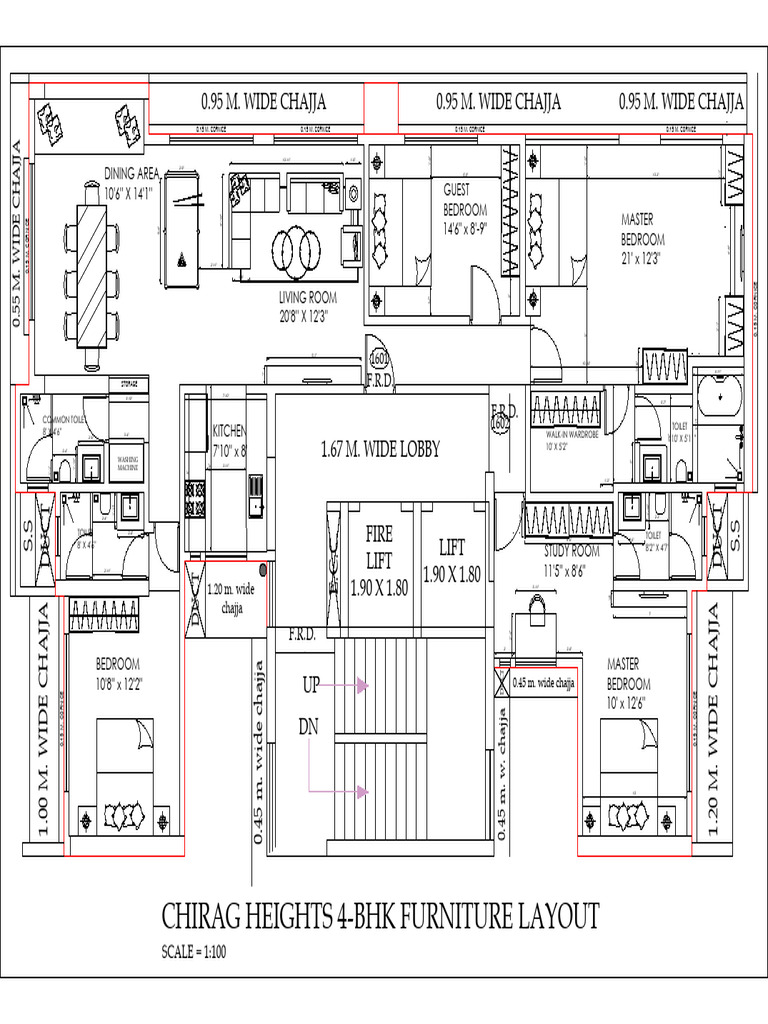 4-BHK Furniture Layout Designs | PDF | Room | Home