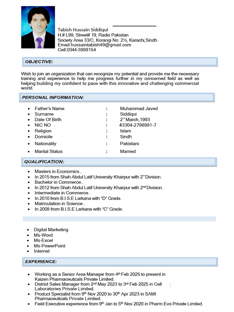 Tabish Hussain Siddiqui CV | PDF