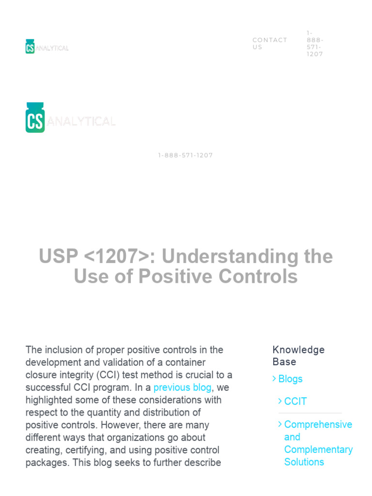 USP 1207 - Understanding The Use of Positive Controls | PDF | Leak ...