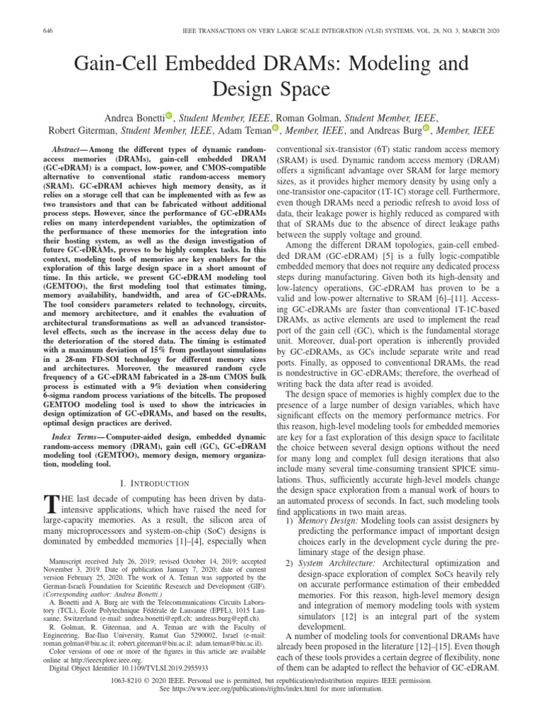 GC-eDRAM Modeling Tool for Design Optimization | PDF | Dynamic Random ...