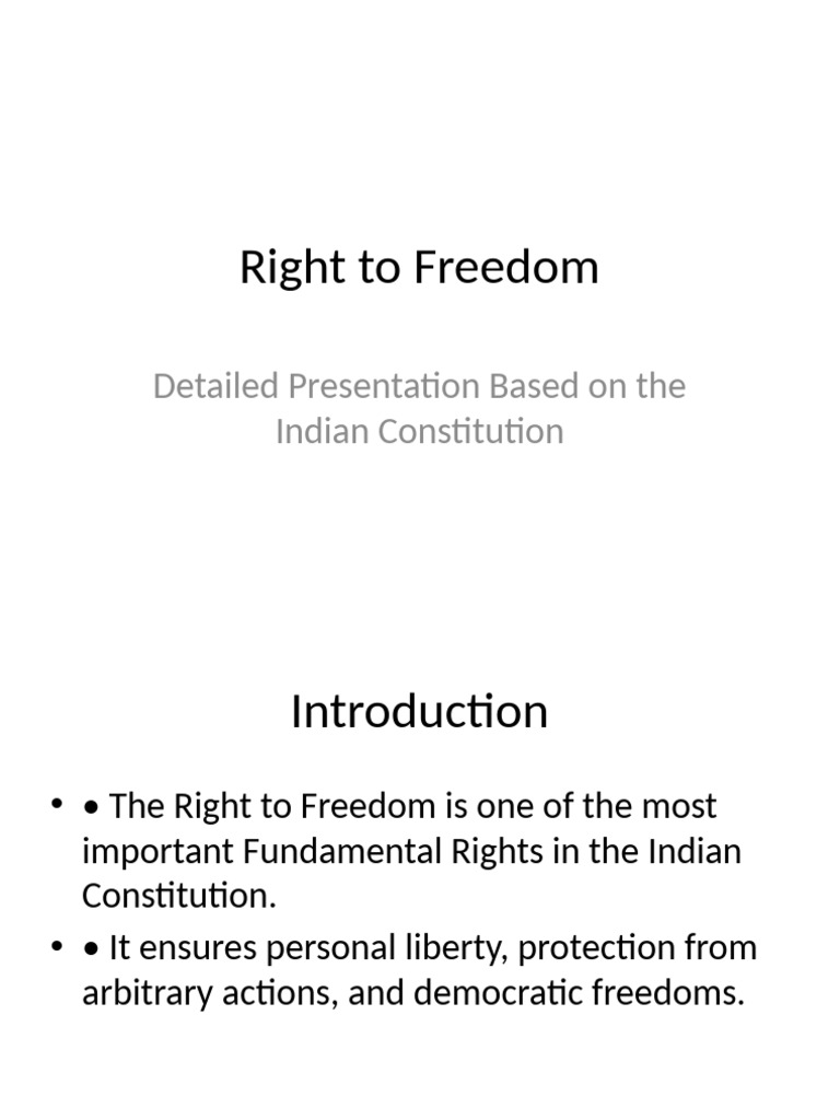 Right to Freedom in Indian Constitution | PDF