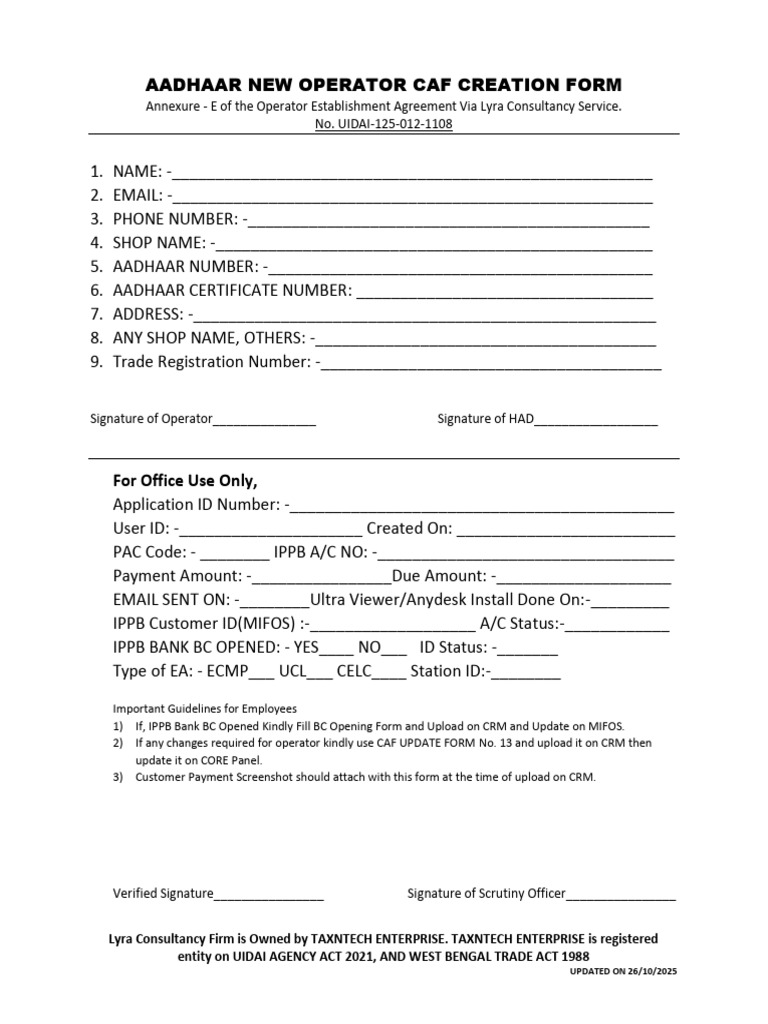 Opreator New Id Open Form - 2 | PDF