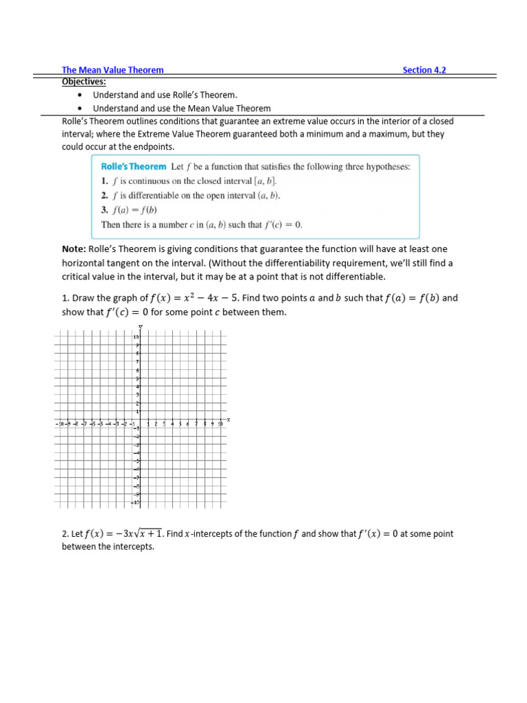 Understanding the Mean Value Theorem | PDF