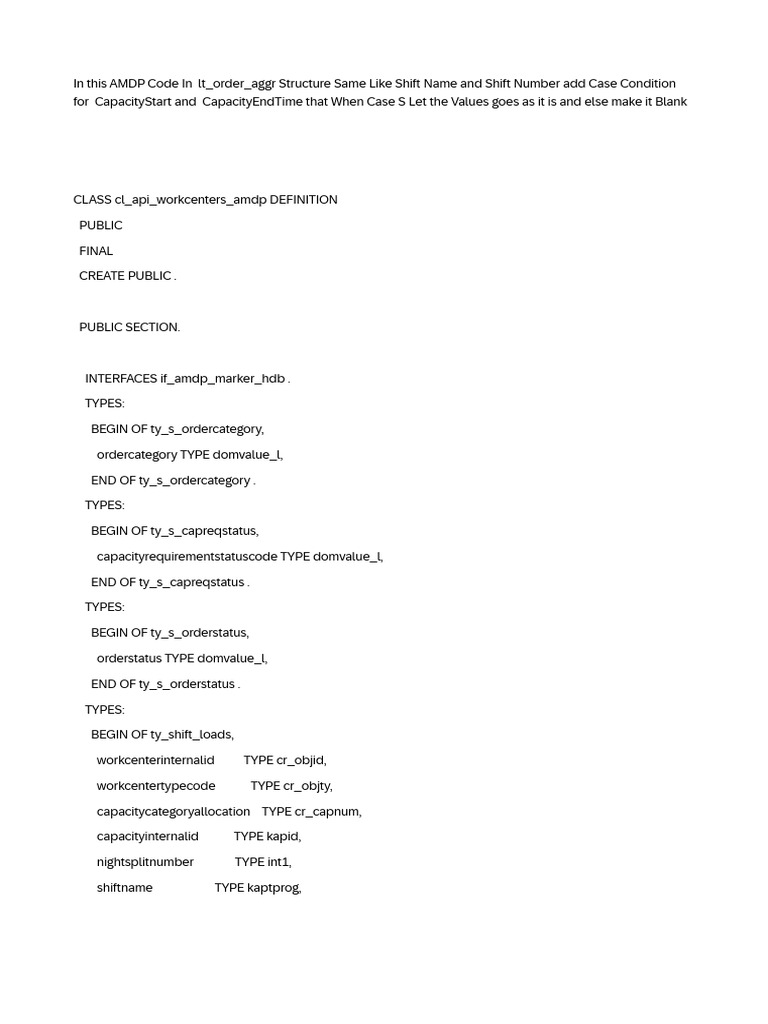 AMDP Code for Shift Load Conditions | PDF | Computer Programming ...