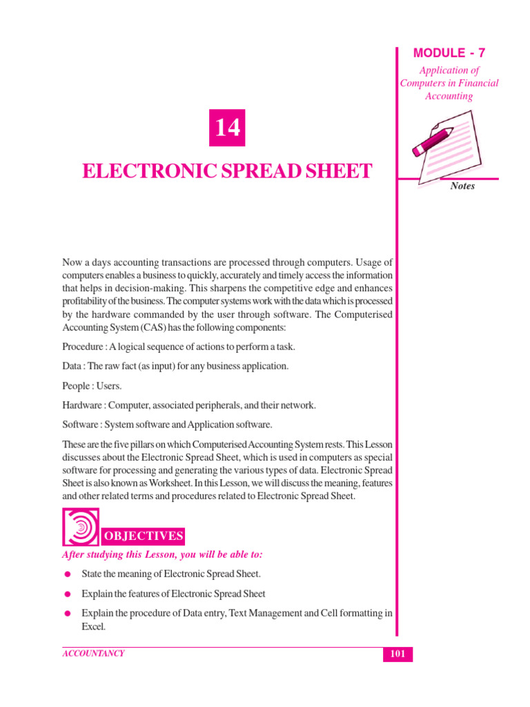 Electronic Spreadsheet Basics in Accounting | PDF | Spreadsheet ...