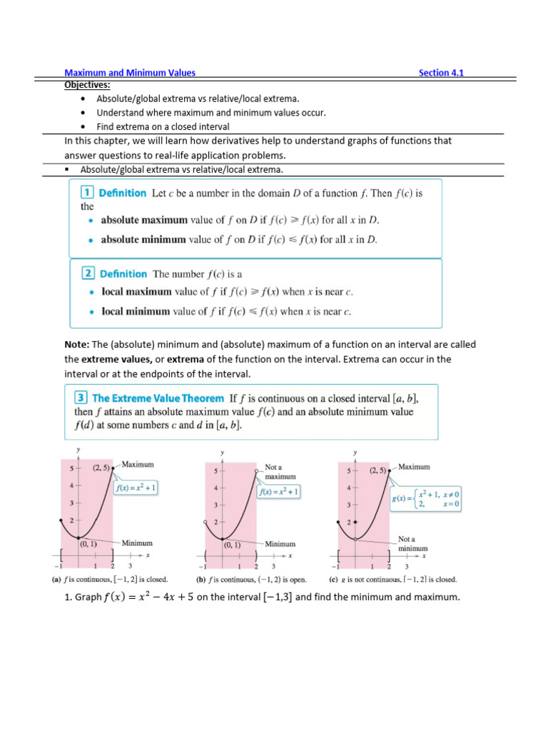 Finding Maximum and Minimum Values | PDF