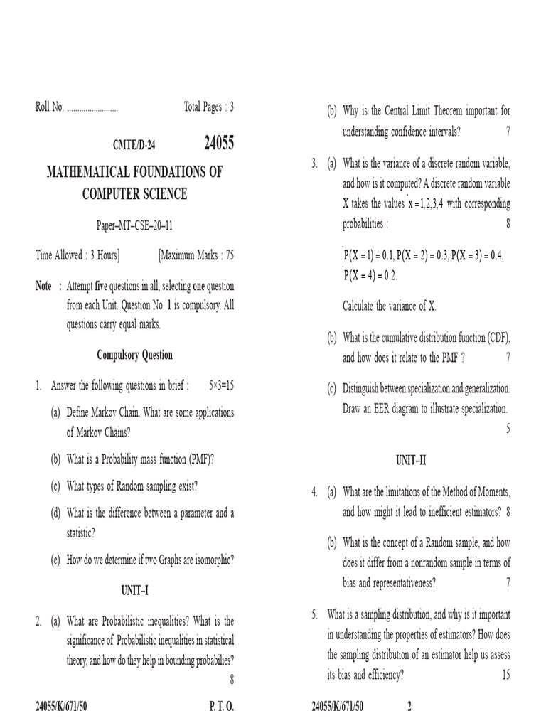 Mathematical Foundations of Computer Science | PDF | Probability ...