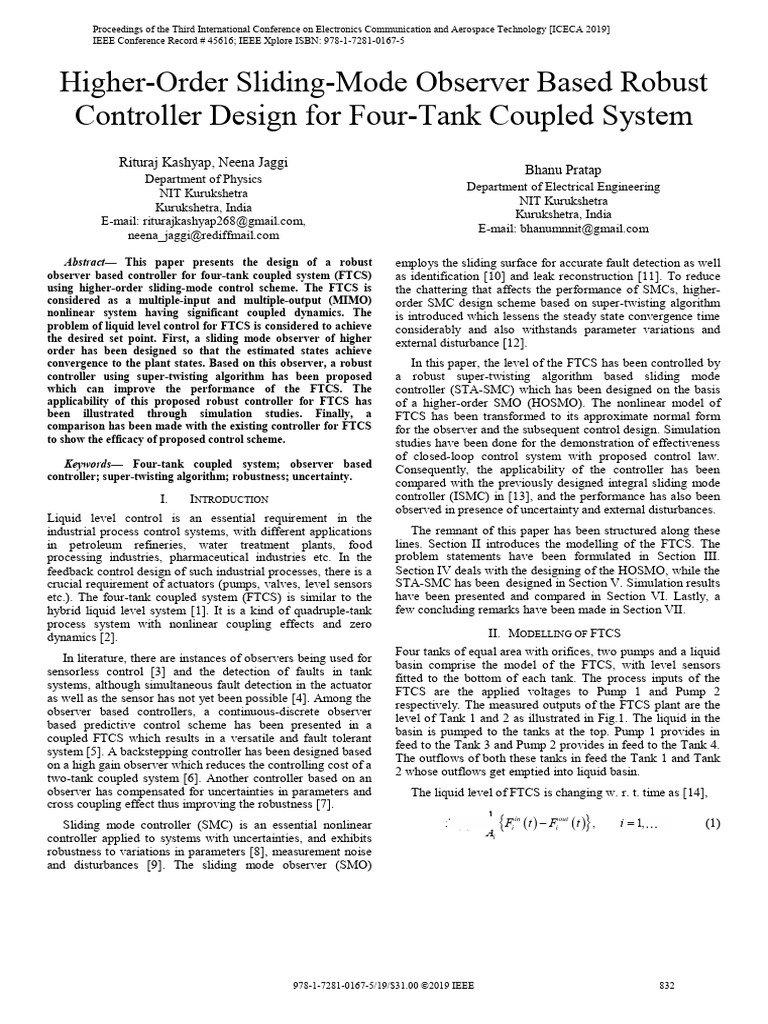 Higher-Order Sliding-Mode Observer Based Robust Controller Design For ...