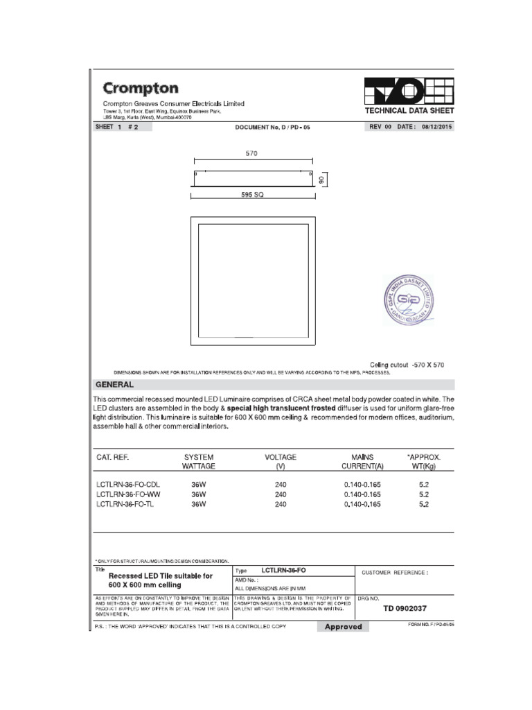 36W LED Fixture | PDF