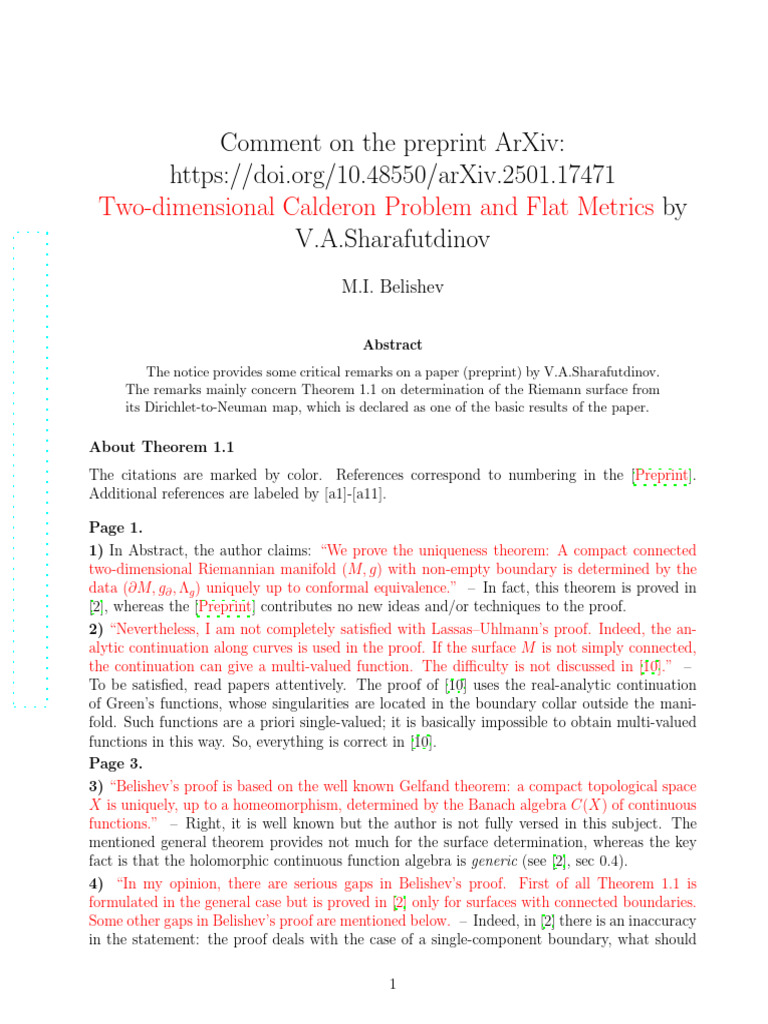 Comment On The Preprint Arxiv: by V.A.Sharafutdinov: Two-Dimensional ...