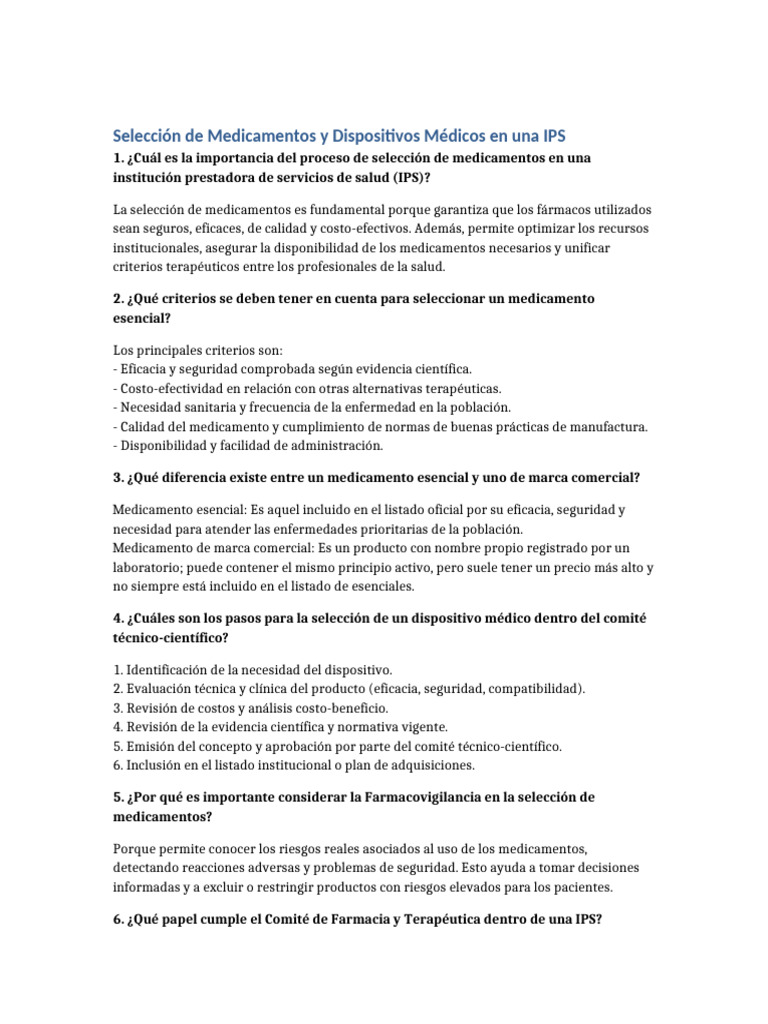 Selección de Medicamentos en IPS | PDF | Medicamentos con receta | Farmacia