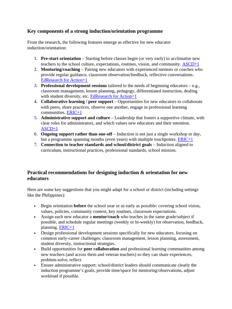 Effective Induction Programs for Educators | PDF | Teachers | Mentorship