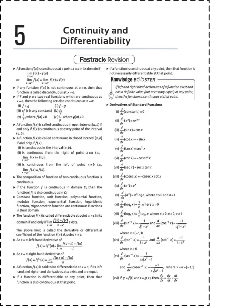 Continuous and Differentiation Important Problems | PDF