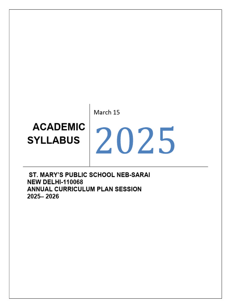 Class XI Annual Curriculum Plan 2025-26 | PDF | Chemistry | Economics