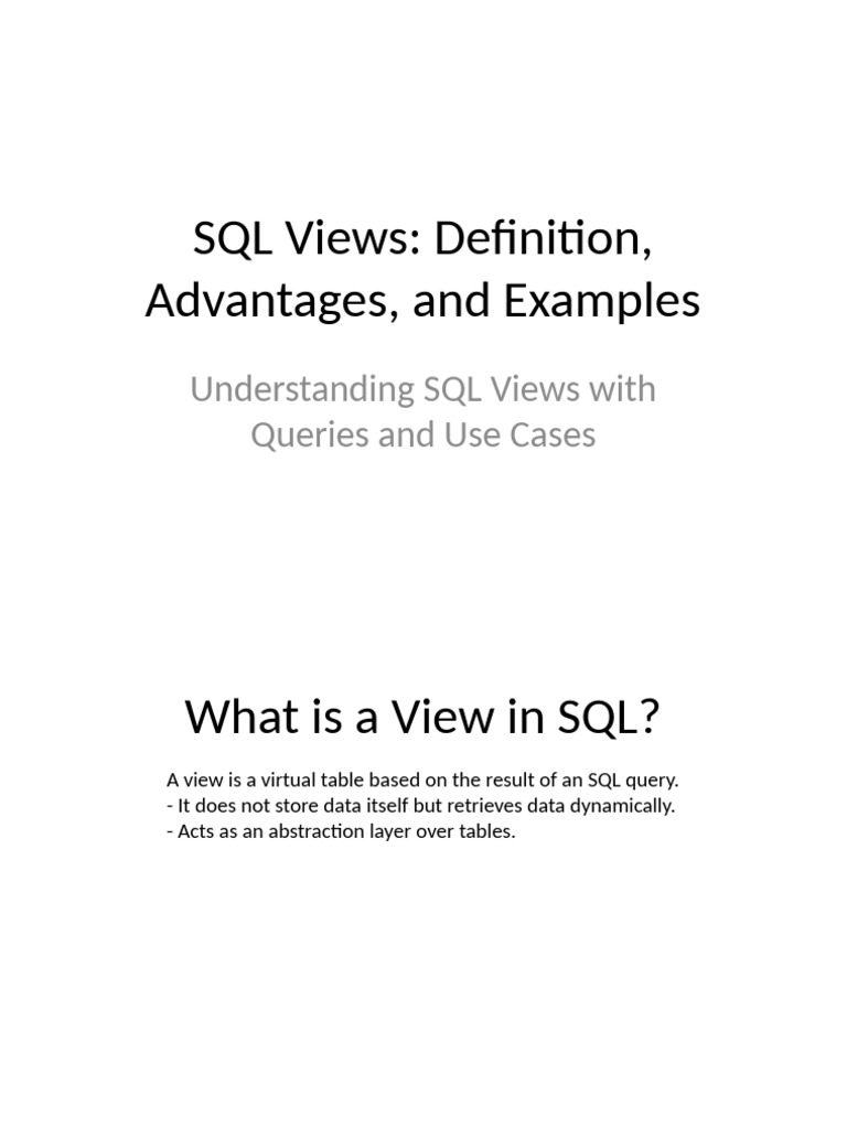 SQL Views: Benefits and Examples | PDF