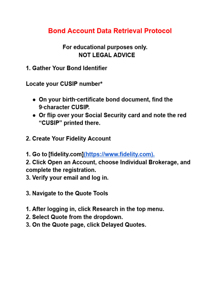Bond Account Retrieval Guide | PDF