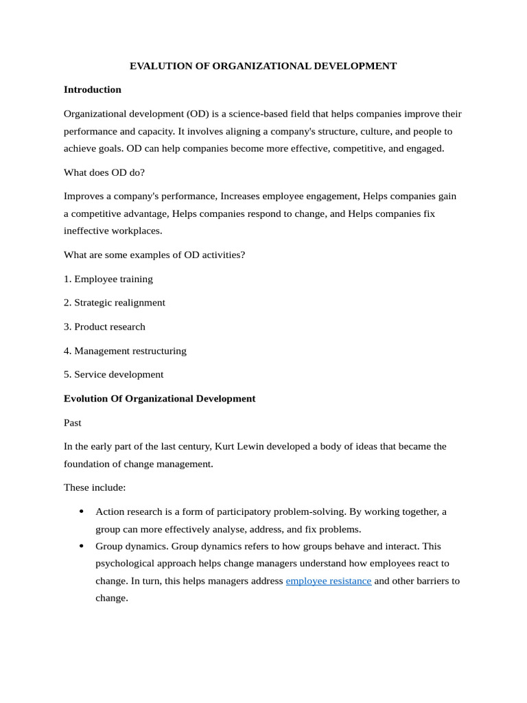 Evolution of Organizational Development | PDF | Change Management ...