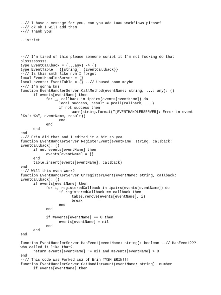 Luau Event Handler Script Guide | PDF | Computer Programming