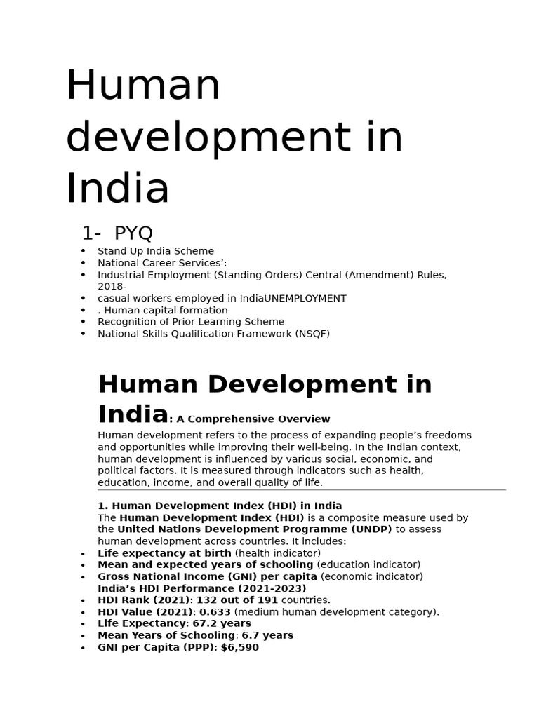 Human Development Overview in India | PDF | Cost Of Living | Human ...