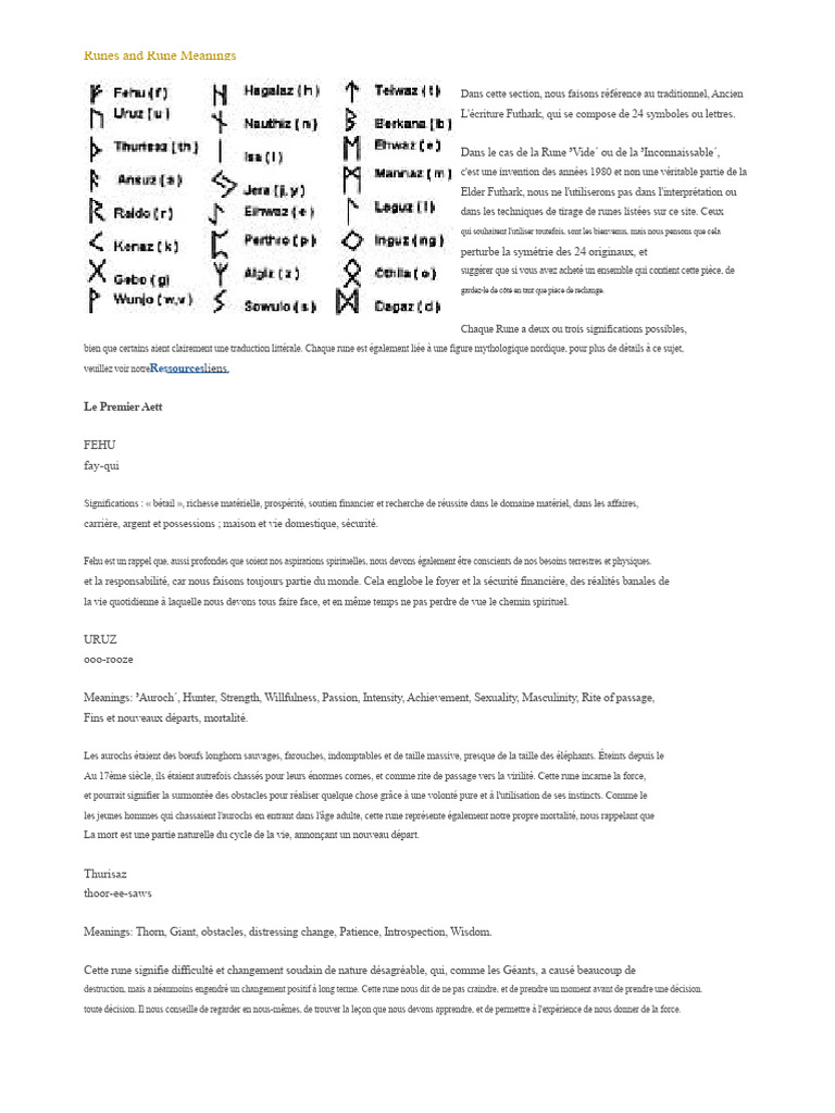 Significations des Runes Futhark | PDF | Rune