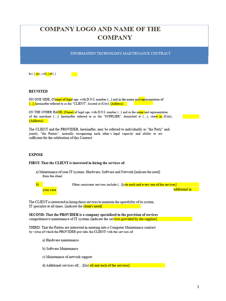 IT Maintenance Contract Agreement | PDF | Software | Computer Security