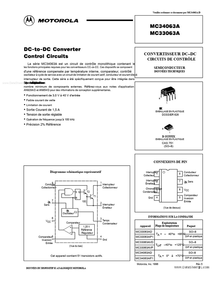Convertisseur DC-DC MC34063A : Caractéristiques | PDF ...