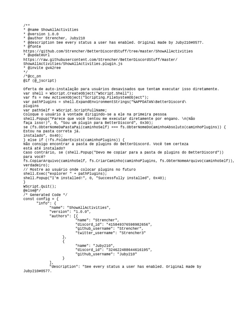 ShowAllActivities Plugin Js | PDF | Plug In (Computing) | Software ...
