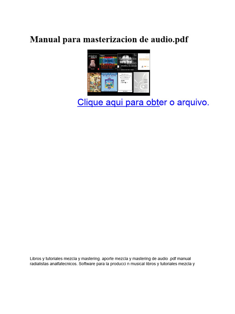 Guia Completo de Masterização de Áudio | PDF | Som | Gravação de som