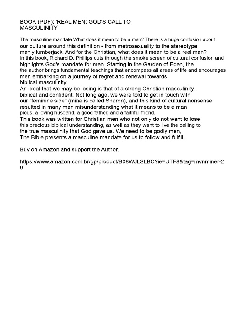 Book (PDF) - Real Men - God's Call To Masculinity | PDF