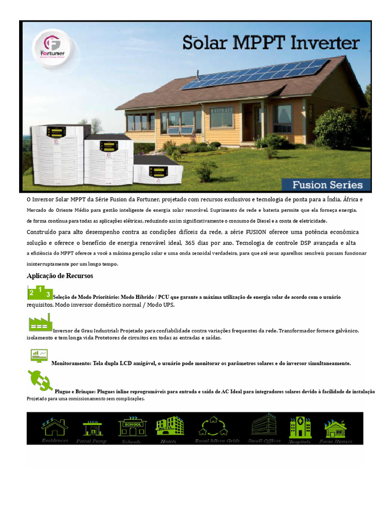 Inversor Solar MPPT Série Fusion Fortuner | PDF | Fotovoltaica ...