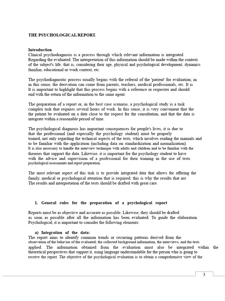 Guidelines for Psychological Report Writing | PDF | Psychology ...
