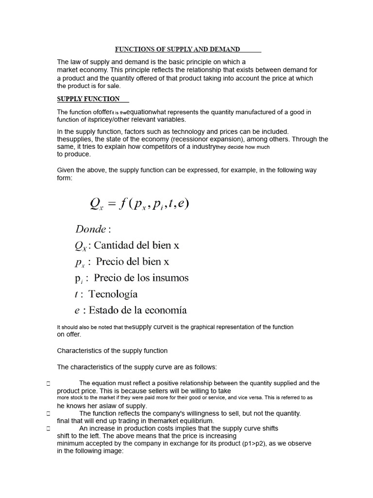 Supply and Demand Functions Explained | PDF | Supply (Economics ...