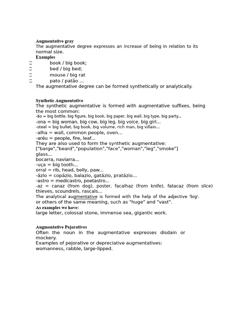 Understanding Augmentatives and Diminutives | PDF | Linguistics ...