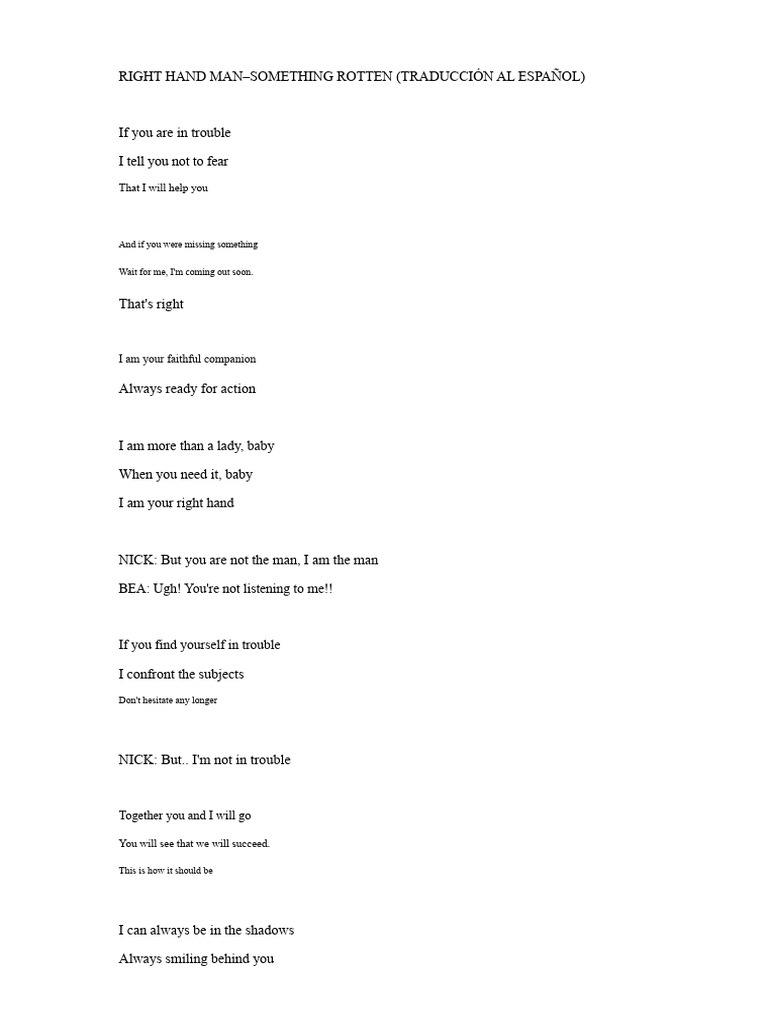 Right Hand Man - Something Rotten Musical | PDF