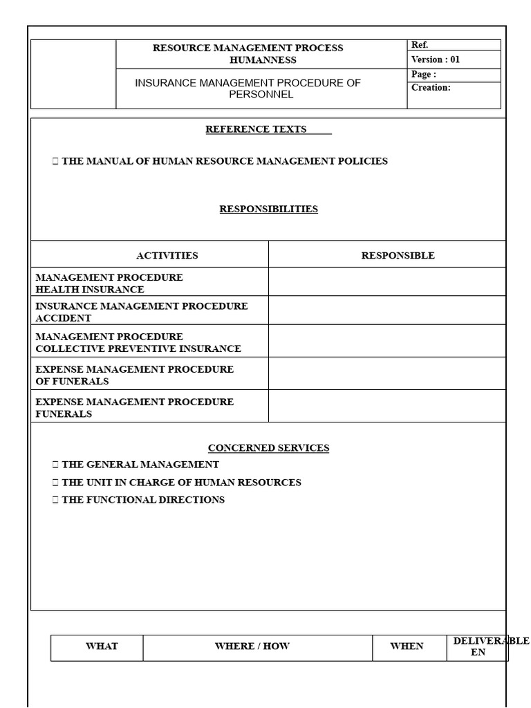 Procedure For Managing Employee Insurance | PDF | Insurance | Human ...